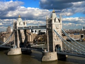 Tower Bridge with London apartments